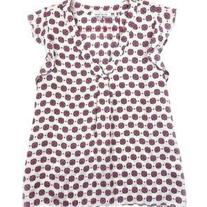 SOLD 🦋 Rose + Olive Flutter Sleeve Floral Geo Print Top Size Medium